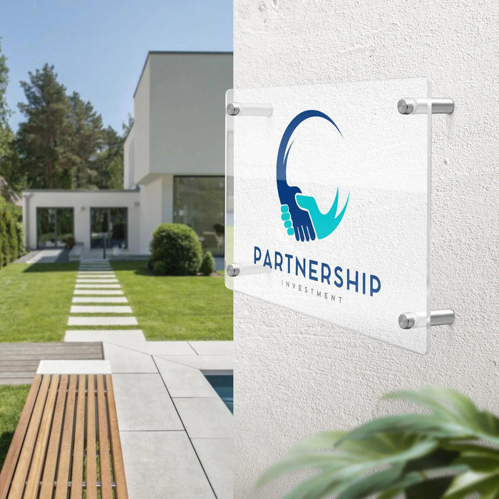 Personalized Business Acrylic Sign Clear Office Logo Sign Custom Floating Business Sign Modern Business Logo Sign for Wall or Desk