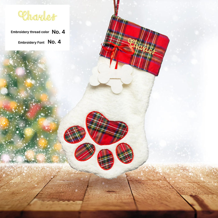 Personalized Claw Shaped Christmas Stocking Custom Embroidered Name Knit Stocking Holiday Decor for Kids Adults Pet Lover Gift