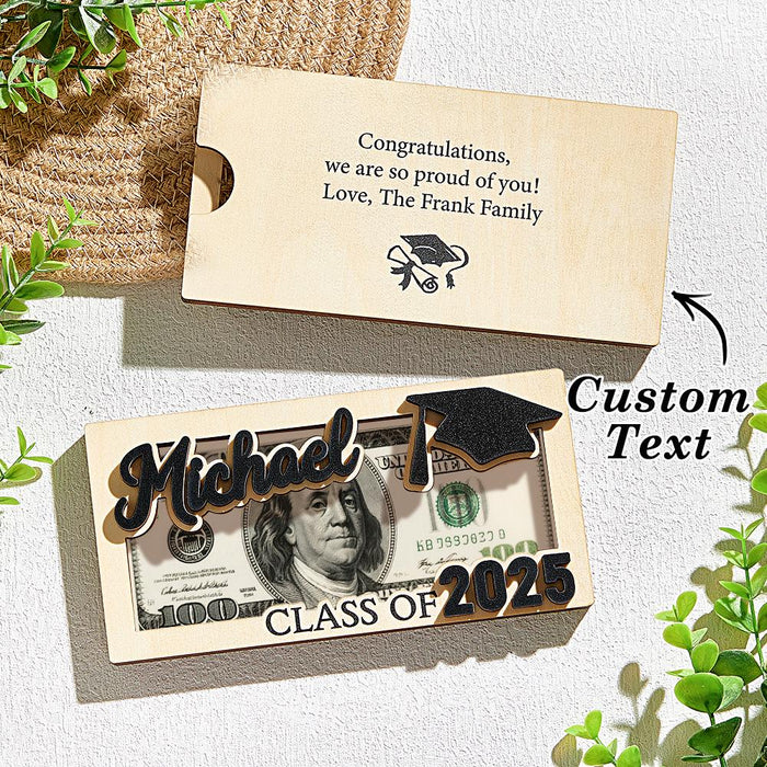 Custom Graduation Money Holder with Name and Text Wooden Keepsake Graduation Gift for Him or Her Unique Personalized Graduation Card Box