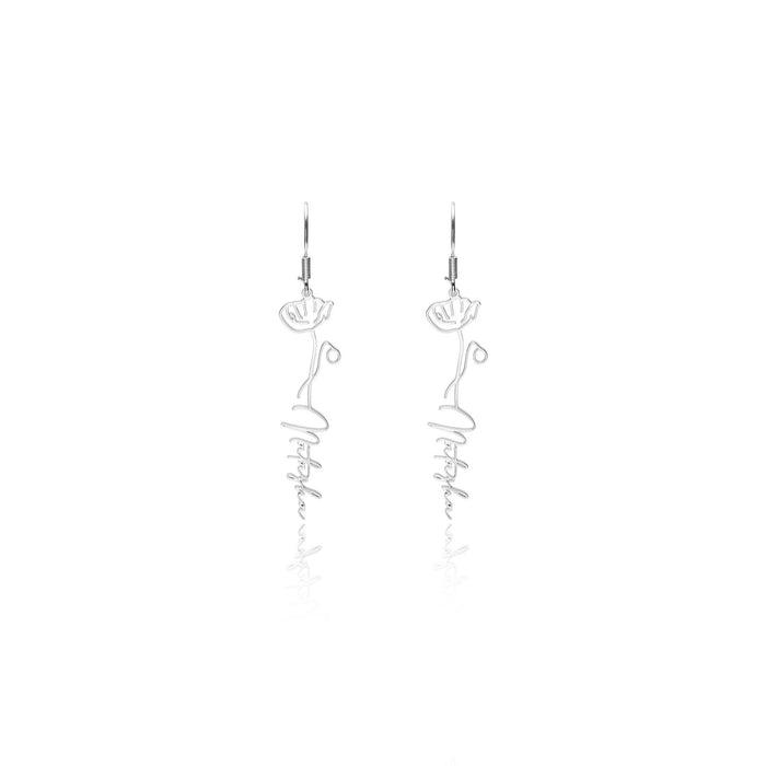 Personalized Name Birth Flower Hoop Earrings 925 Sterling Silver Custom Jewelry Gift for Girlfriend Unique Friendship Necklace for Her