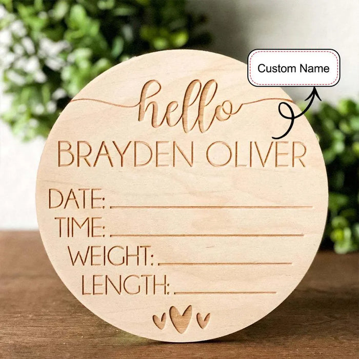 Personalized Engraved Newborn Baby Name Sign Baby Announcement Sign with Birth Stats Matching Name Plate Wood Sign for Name Reveal Hospital