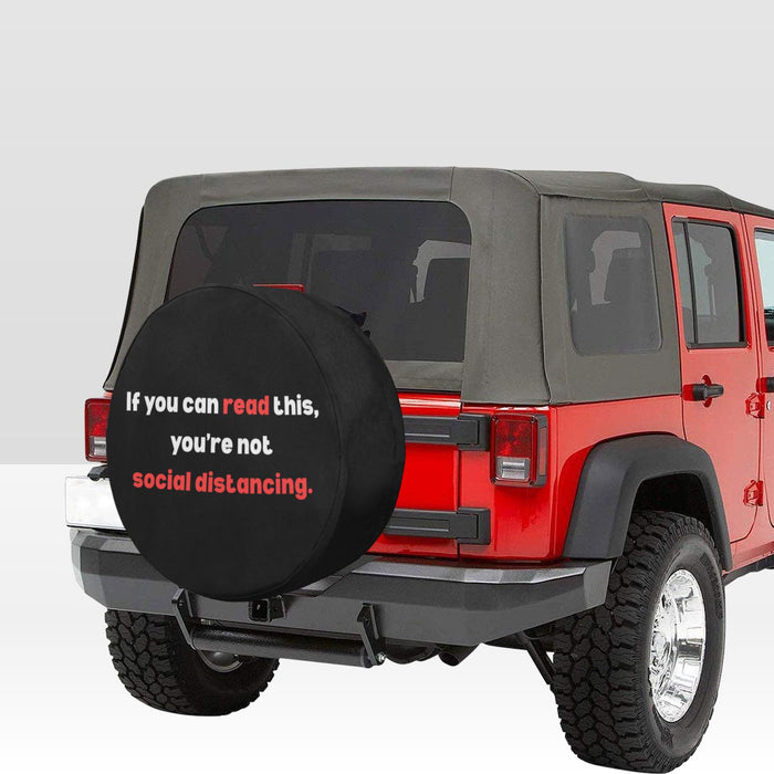 Funny Social Distancing Spare Tire Cover Waterproof Dust Proof Tire Cover Gift for Driver SUV RV Jeep Camper Van Adult Humor