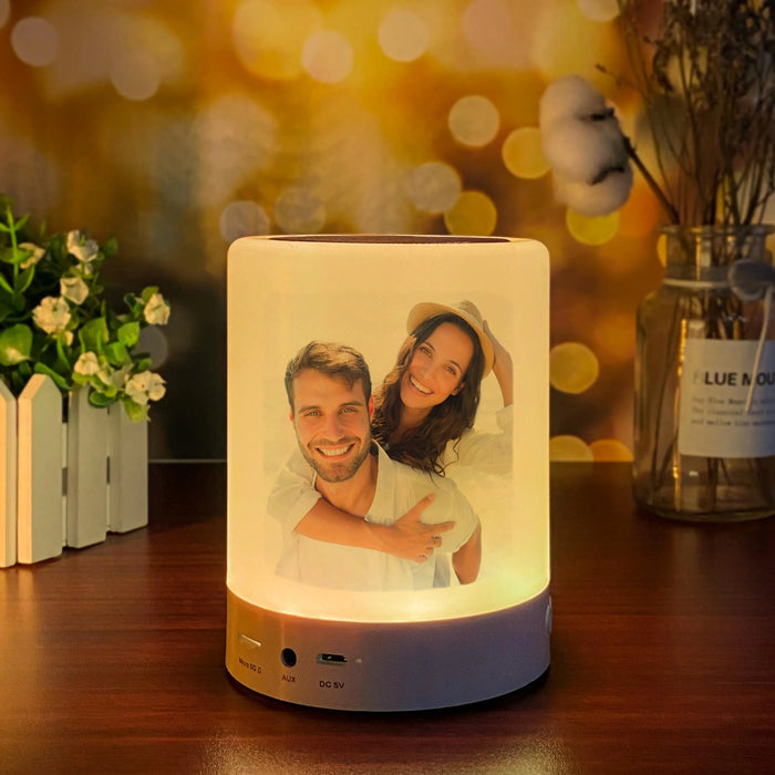 Custom Photo Bluetooth Speaker Lamp LED Light Gift for Couple Pet Lover Family Friends Portable Music Lamp Personalized Picture Display