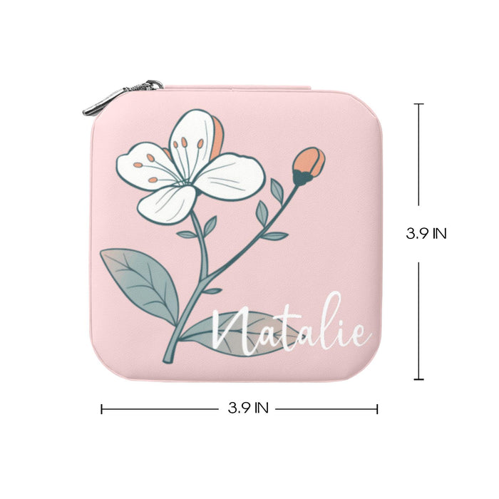Personalized Pink Birth Flower Jewelry Box Custom Jewelry Organizer Storage Box Gift for Her Birthday Gift for Mom Sister Wife Friend
