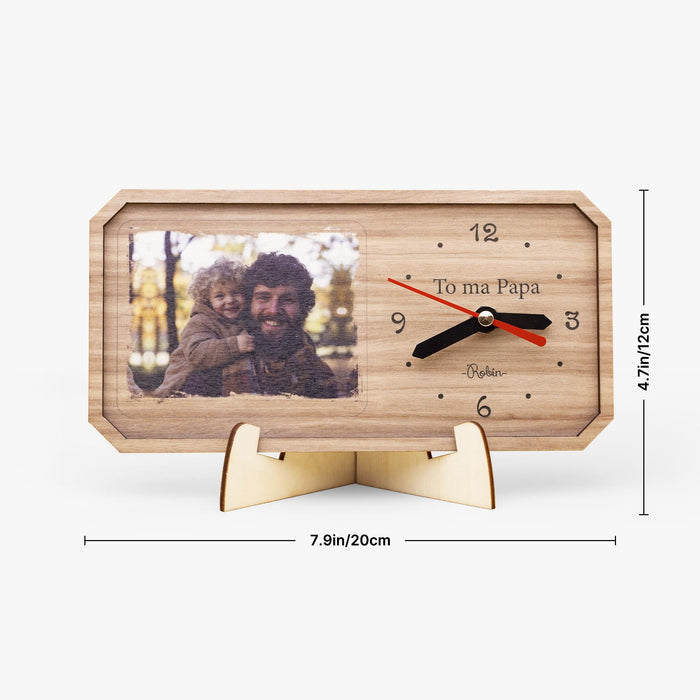 Personalized Wooden Photo Clock: Custom Message Keepsake