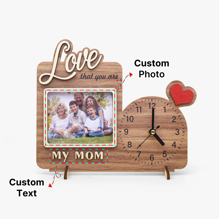 Personalized Irregular Frame Photo Clock Custom Message Unique Gift for Mom Dad Mother's Day Family Birthday Keepsake Wall Decor