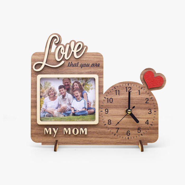 Personalized Irregular Frame Photo Clock Custom Message Unique Gift for Mom Dad Mother's Day Family Birthday Keepsake Wall Decor