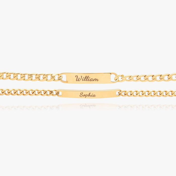 Personalized Engraved Bracelet Set with Eternal Rose Box Custom Name Couple Gift for Girlfriend Boyfriend Fiancee Anniversary Present