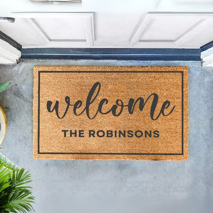 Custom Welcome Door Mat Personalized Doormat with Family Name Unique Wedding Gift Custom Entryway Rug Housewarming Gift for New Home