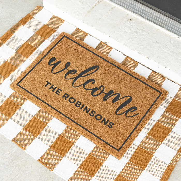 Custom Welcome Door Mat Personalized Doormat with Family Name Unique Wedding Gift Custom Entryway Rug Housewarming Gift for New Home