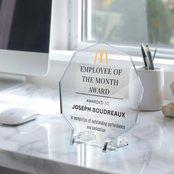 Personalized Acrylic Award Plaque Custom Logo and Message Employee of the Month Award Corporate Recognition Gift Office Appreciation