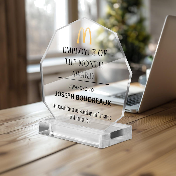 Personalized Acrylic Award Plaque Custom Logo and Message Employee of the Month Award Corporate Recognition Gift Office Appreciation