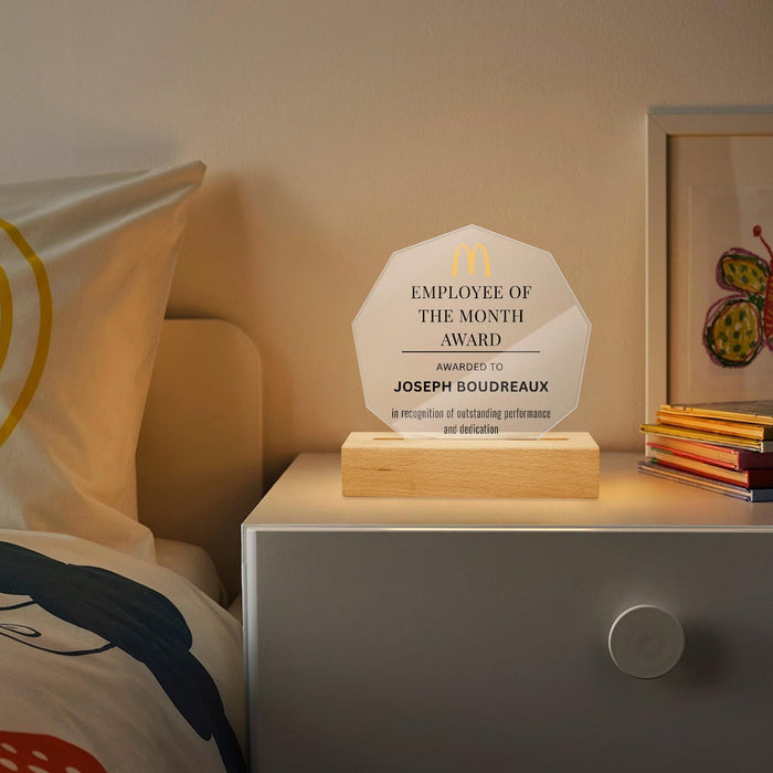 Personalized Acrylic Award Plaque Custom Logo and Message Employee of the Month Award Corporate Recognition Gift Office Appreciation