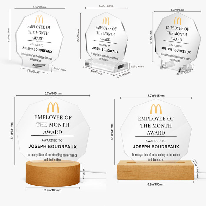 Personalized Acrylic Award Plaque Custom Logo and Message Employee of the Month Award Corporate Recognition Gift Office Appreciation