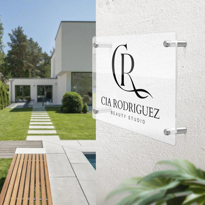 Personalized Business Acrylic Sign Clear Office Logo Sign Custom Floating Business Sign Modern Business Logo Sign for Wall or Desk