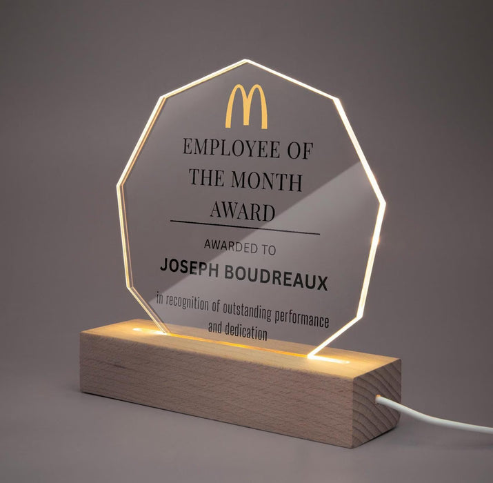 Personalized Acrylic Award Plaque Custom Logo and Message Employee of the Month Award Corporate Recognition Gift Office Appreciation