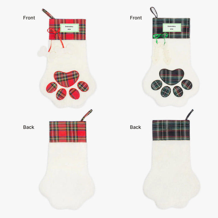 Personalized Claw Shaped Christmas Stocking Custom Embroidered Name Knit Stocking Holiday Decor for Kids Adults Pet Lover Gift