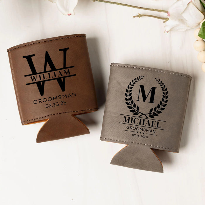 Groomsman Gift Personalized Beverage Holder Custom Engraved Can Cooler Beer Holder Wedding Party Favor Groomsmen Proposal Best Man Gift Idea