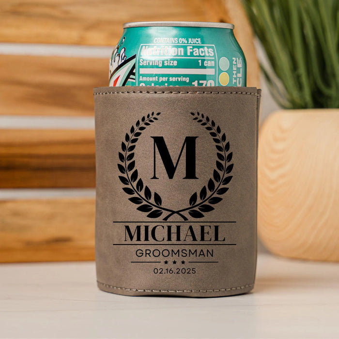 Groomsman Gift Personalized Beverage Holder Custom Engraved Can Cooler Beer Holder Wedding Party Favor Groomsmen Proposal Best Man Gift Idea