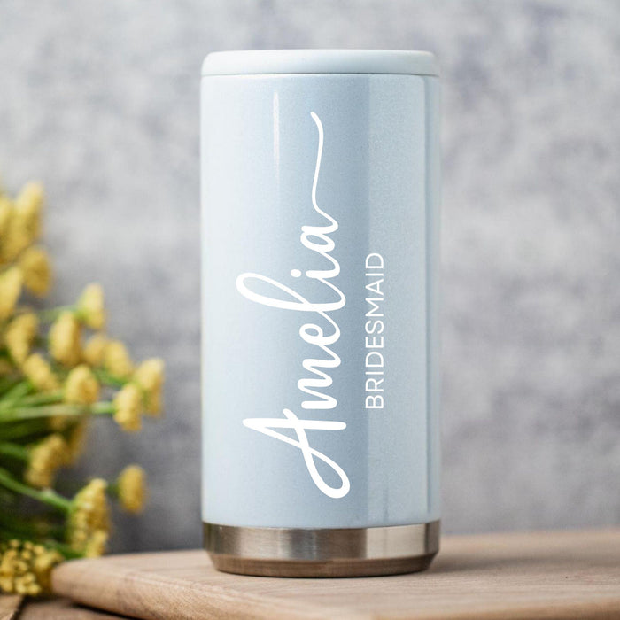 Personalized Name Skinny Glam Can Cooler Custom Bridesmaid Gift Bridal Shower Favor Wedding Party Gift for Bride Maid of Honor or Bridesmaid