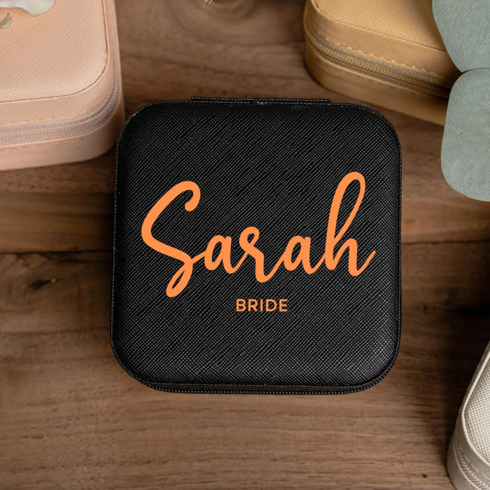 Personalized Leather Travel Jewelry Box Medium Jewelry Case Custom Gift for Her Brides Bridesmaid Proposal Wedding Favor Birthday or Holiday