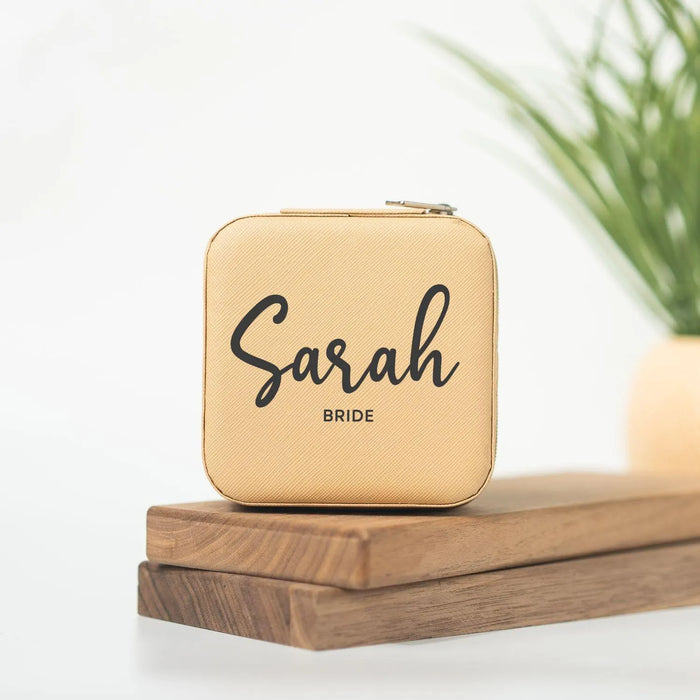 Personalized Leather Travel Jewelry Box Medium Jewelry Case Custom Gift for Her Brides Bridesmaid Proposal Wedding Favor Birthday or Holiday