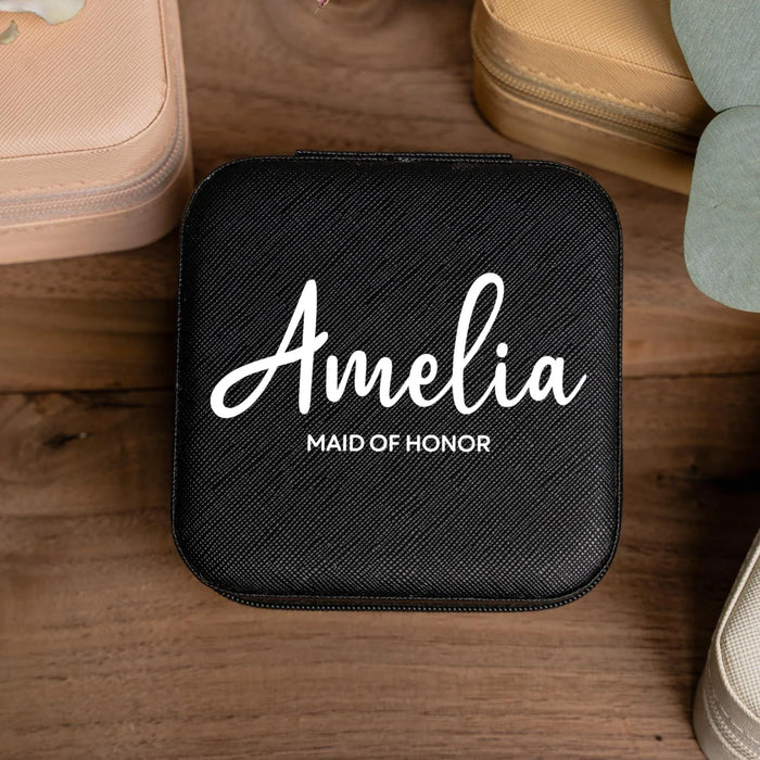 Personalized Leather Travel Jewelry Box Medium Jewelry Case Custom Gift for Her Brides Bridesmaid Proposal Wedding Favor Birthday or Holiday