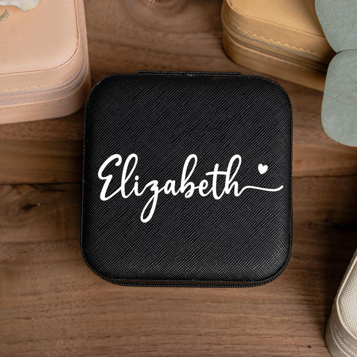 Custom Travel Jewelry Box Personalized Name Medium Jewelry Case Bridesmaid Proposal Gift for Bride Wedding Favor Birthday or Holiday Gift