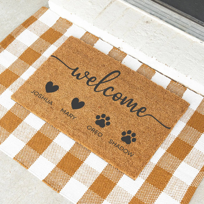 Custom Family Doormat Personalized Dog Doormat Gift for Dog Lovers Housewarming Gift Dog Owner Gift Dog Mom Doormat Entryway Rug Pet Gift