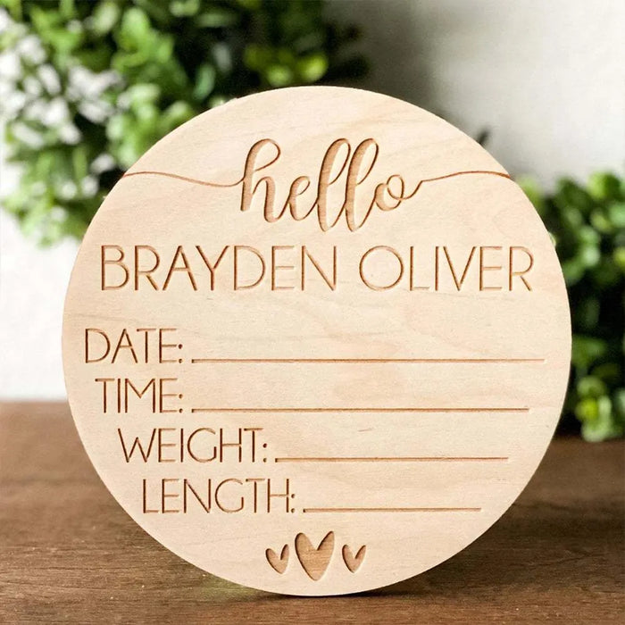 Personalized Engraved Newborn Baby Name Sign Baby Announcement Sign with Birth Stats Matching Name Plate Wood Sign for Name Reveal Hospital