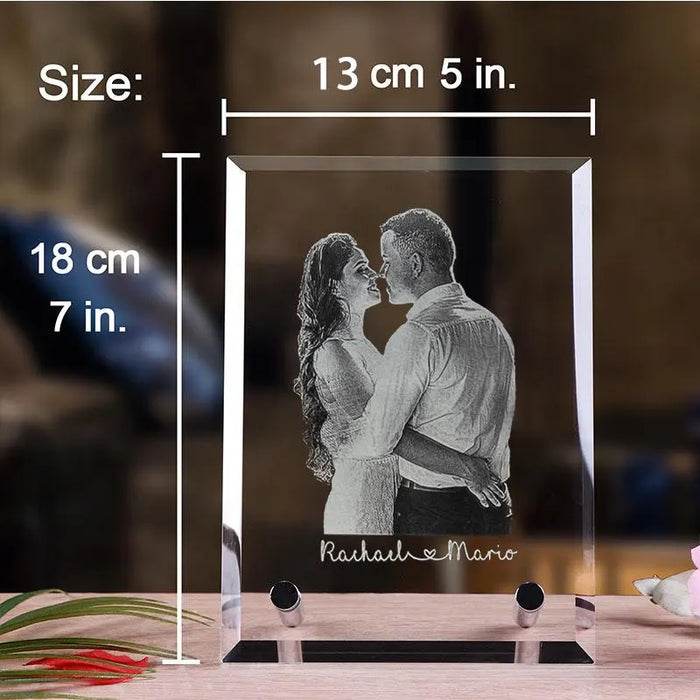 Personalized Engraved Crystal Photo Frame Custom Couple Photo Frame Display Gift for Girlfriend Boyfriend Fiancee Wedding Keepsake