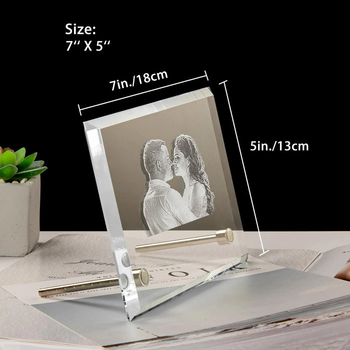 Personalized Engraved Crystal Photo Frame Custom Couple Photo Frame Display Gift for Girlfriend Boyfriend Fiancee Wedding Keepsake