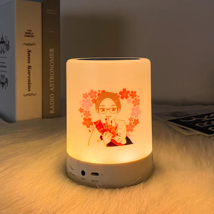 Custom Photo Bluetooth Speaker Lamp LED Light Gift for Couple Pet Lover Family Friends Portable Music Lamp Personalized Picture Display