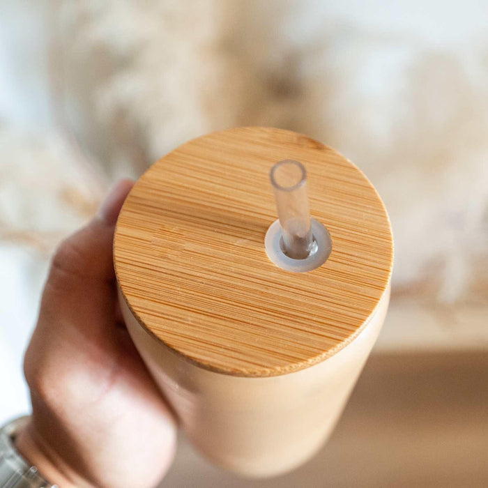 Personalized Sister Glass Tumbler: 16oz Iced Coffee Cup with Bamboo Lid