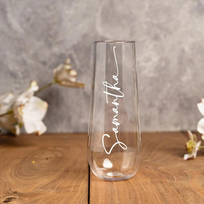 Personalized Name Plastic Champagne Flute Custom Wedding Gift Birthday Gift Anniversary Gift Party Favor for Mom Sister Best Friend