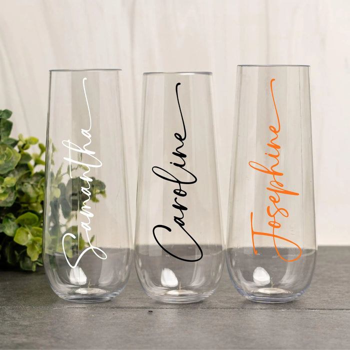 Personalized Name Plastic Champagne Flute Custom Wedding Gift Birthday Gift Anniversary Gift Party Favor for Mom Sister Best Friend