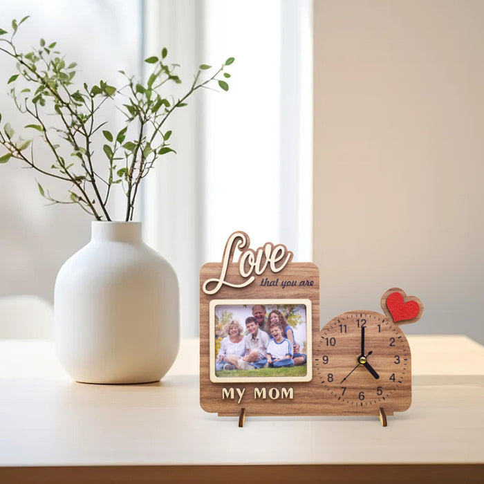 Personalized Irregular Frame Photo Clock Custom Message Unique Gift for Mom Dad Mother's Day Family Birthday Keepsake Wall Decor