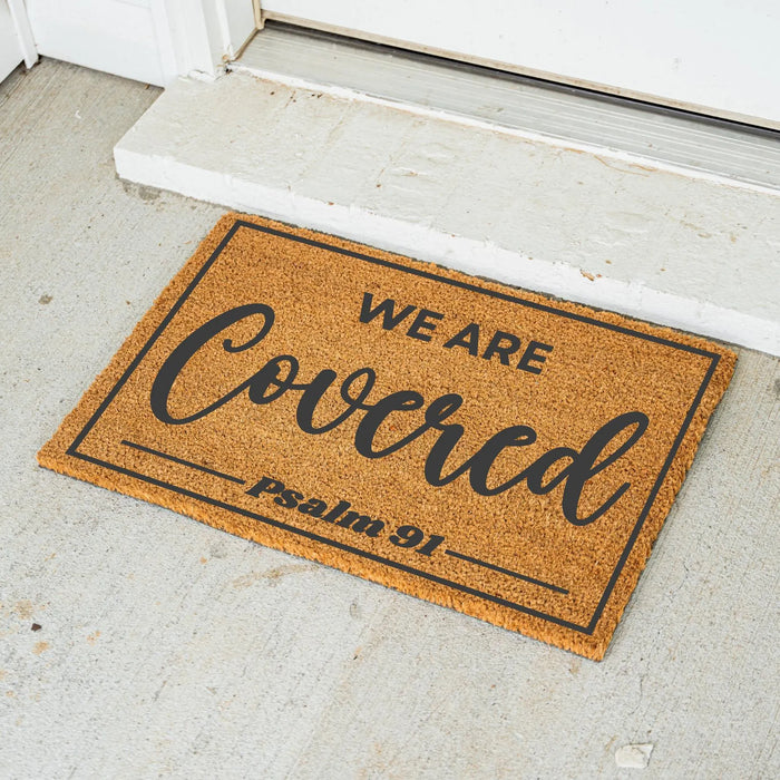 Christian Welcome Doormat Bible Verse We Are Covered Psalm 91 Scripture Entryway Decor Religious Housewarming Gift for Christian Home Decor