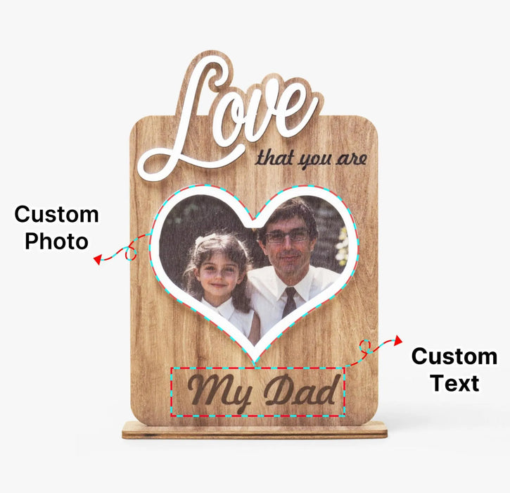 Personalized Wooden Heart Shape Frame Custom Name Message Gift for Dad Mom Family Couples Anniversary Valentine’s Day Home Decor