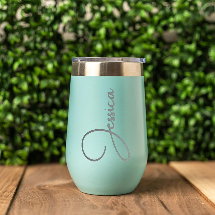 Personalized Stemless Wine Tumbler: Engraved Stainless Steel Bridesmaid Gift