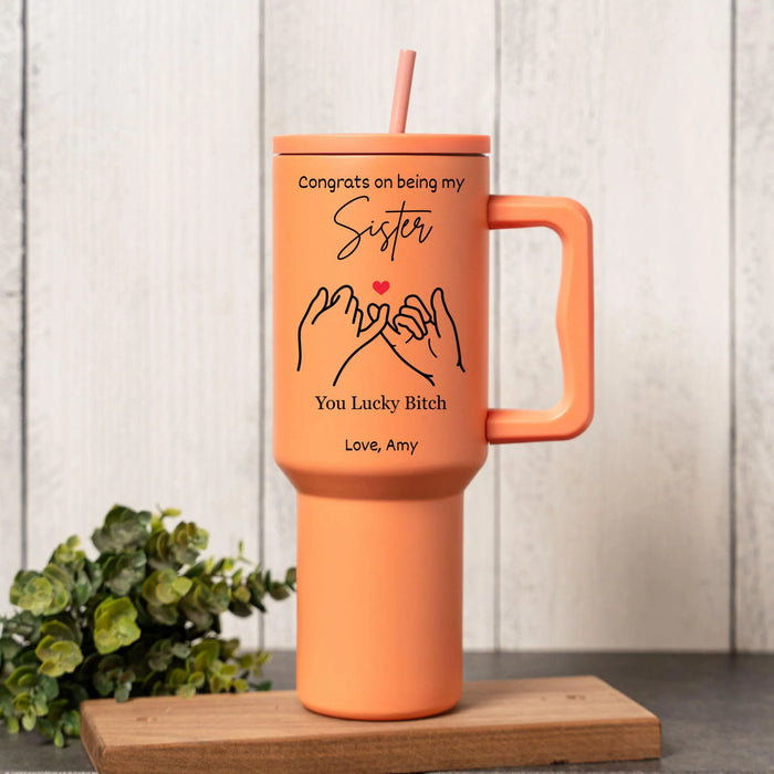 Personalized Sister Tumbler: Custom Stainless Steel, Bridesmaid Gift
