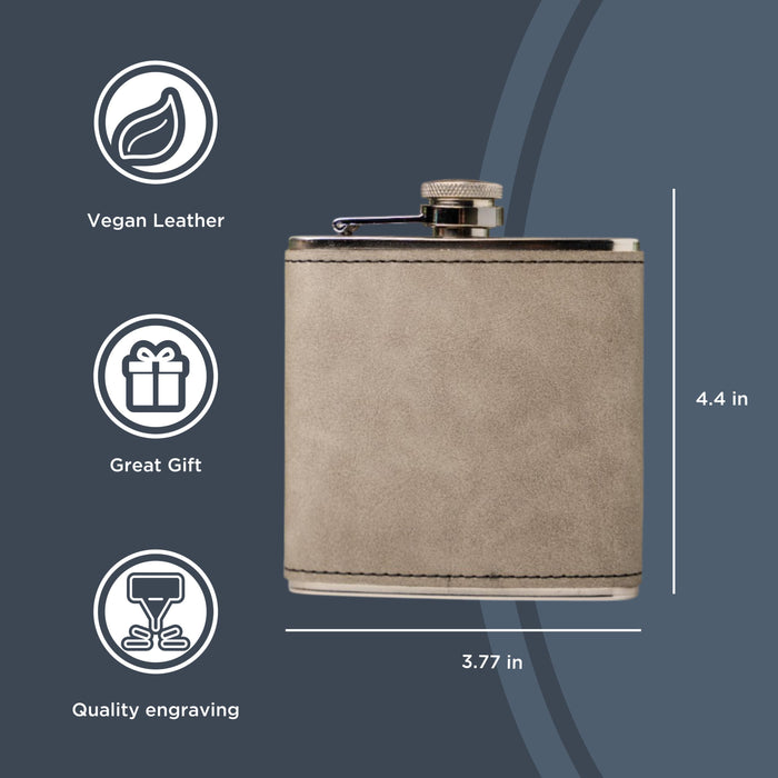 Personalized Name Engraved Vegan Leather Flask Custom Groomsman Gift Bachelor Party Favor Wedding Gift for Groom Best Man Usher or Father