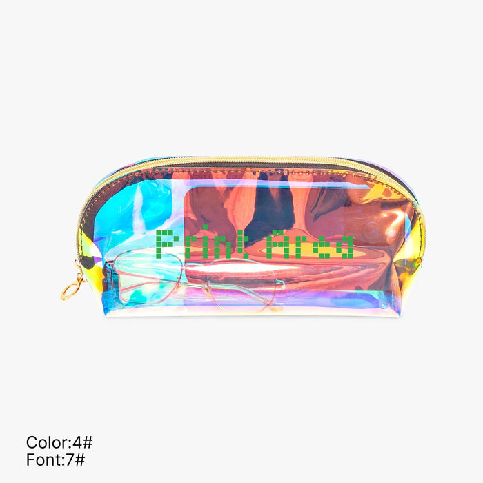 Custom Holographic Makeup Bag Personalized Arc Shaped Cosmetic Pouch Gift for Friend Bridesmaid Gift Idea for Colleague