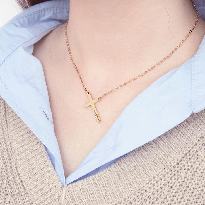 Personalized Cross Name Necklace Sterling Silver Custom Jewelry Gift for Girlfriend Unique Friendship Necklace for Her