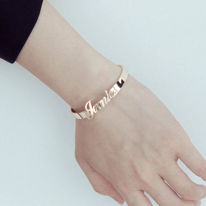 Personalized Open Cuff Bracelet Sterling Silver Custom Jewelry Gift for Girlfriend Unique Friendship Bracelet for Her