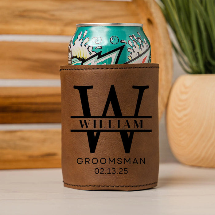 Groomsman Gift Personalized Beverage Holder Custom Engraved Can Cooler Beer Holder Wedding Party Favor Groomsmen Proposal Best Man Gift Idea