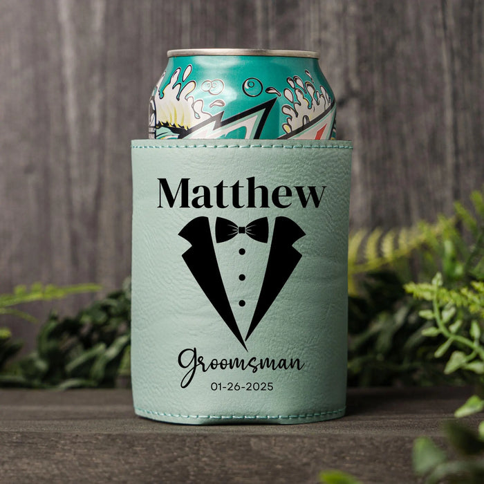 Groomsman Gift Personalized Beverage Holder Custom Engraved Can Cooler Beer Holder Wedding Party Favor Groomsmen Proposal Best Man Gift Idea