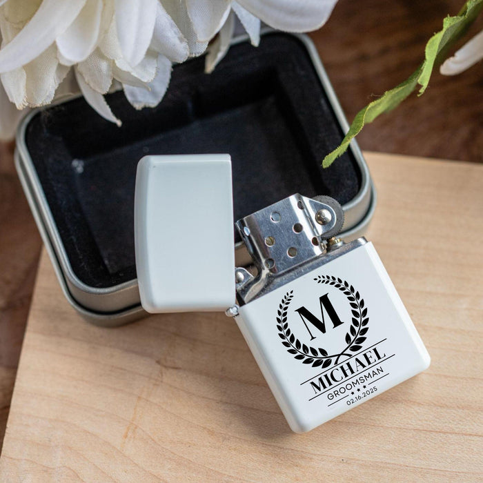 Groomsmen Lighters Personalized Monogram Lighter Case Custom Printed Lighters for Him Wedding Gift Anniversary Gift for Men or Best Man