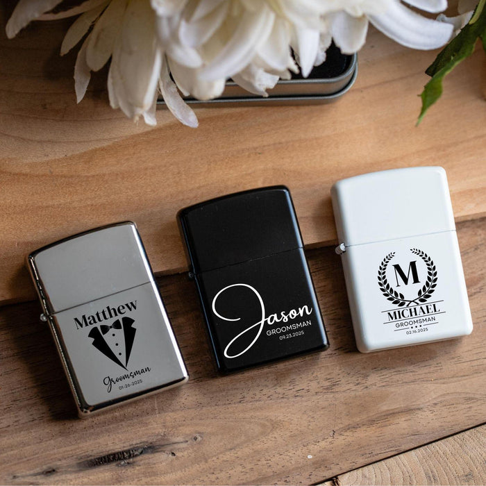 Groomsmen Lighters Personalized Monogram Lighter Case Custom Printed Lighters for Him Wedding Gift Anniversary Gift for Men or Best Man