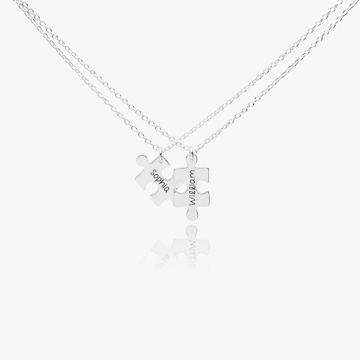Personalized Engraved Puzzle Necklace Sterling Silver Custom Jewelry Gift for Girlfriend Unique Friendship Necklace for Her